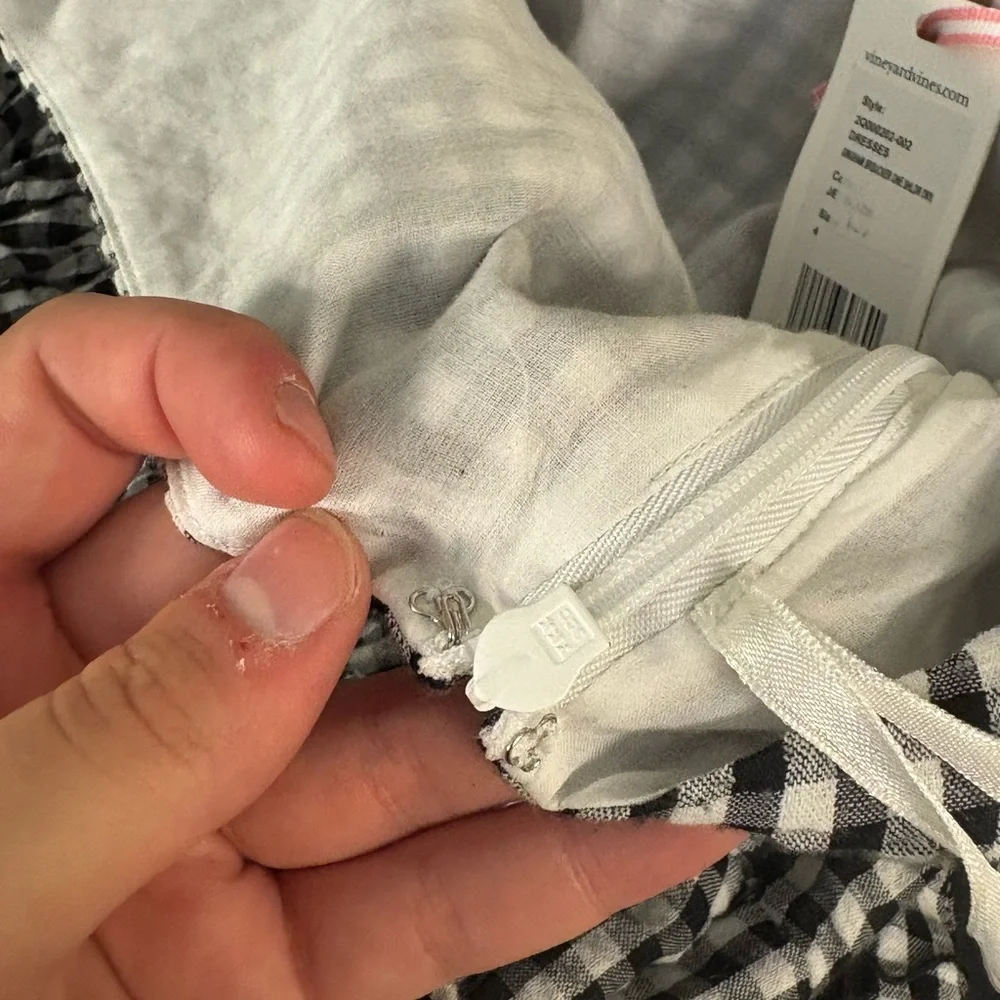 NEW Vineyard Vines Gingham Seersucker One-Shoulder A-Line Belted Dress 4 Plaid - Picture 10 of 13